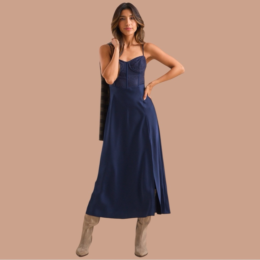 NWT Altar'd State Evalina Satin Maxi Dress - Picture 5 of 7